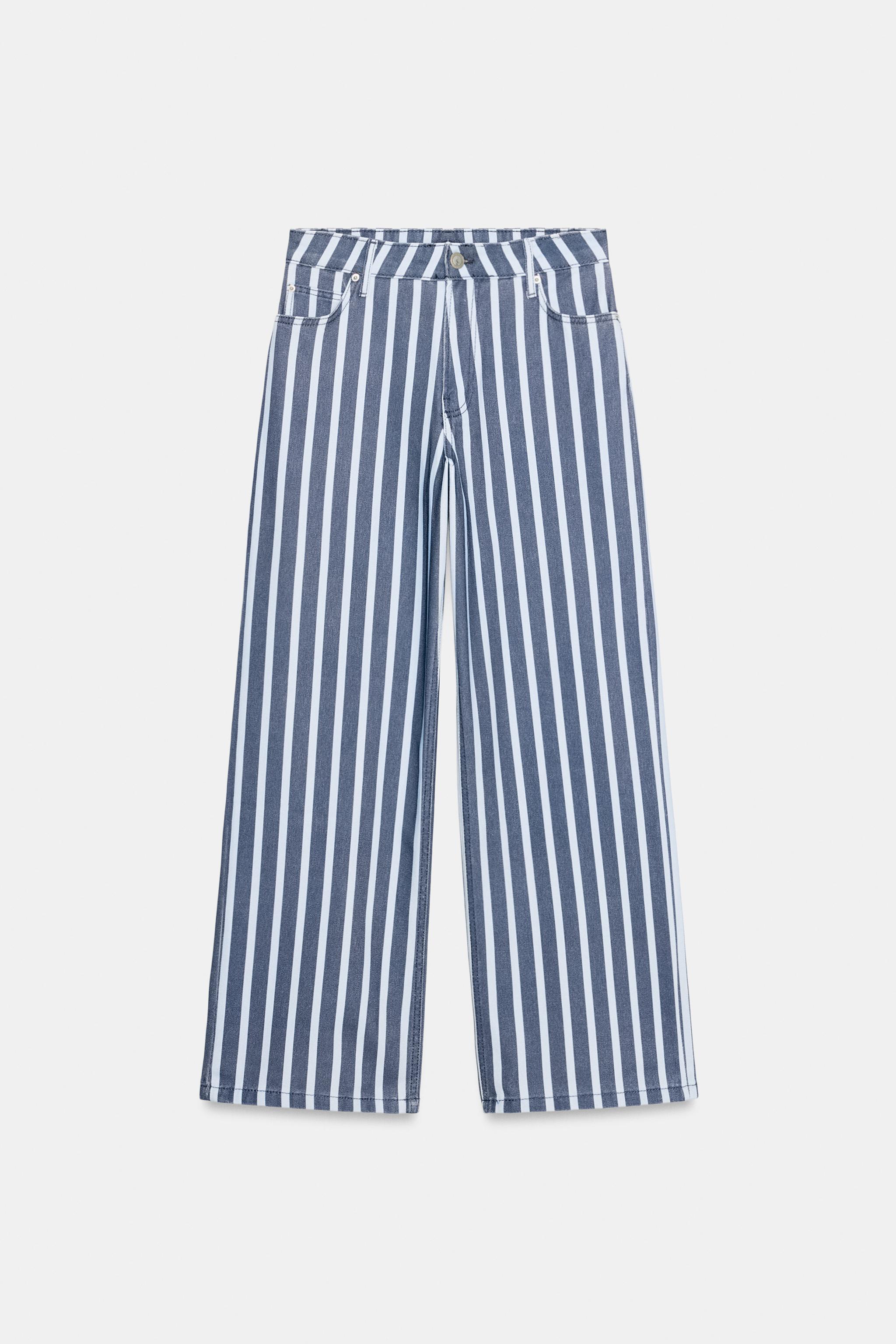 ZW COLLECTION MID-RISE STRIPED LOOSE FIT JEANS